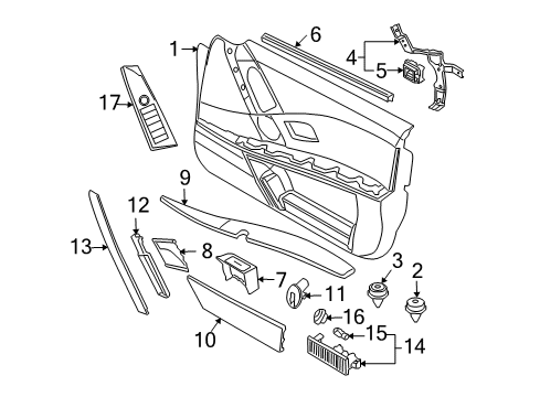 2007 BMW M5 Front Door Armrest, Left Diagram for 51417133247