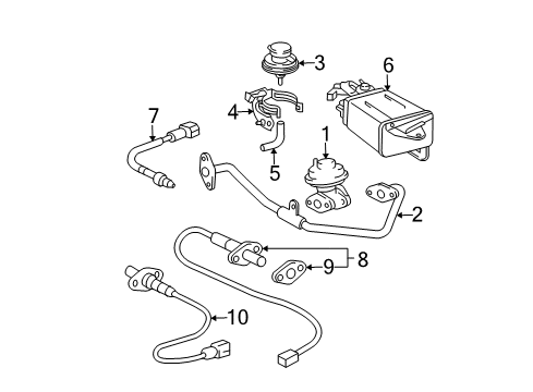 2003 Toyota Tacoma Emission Components EGR Valve Diagram for 25620-75040