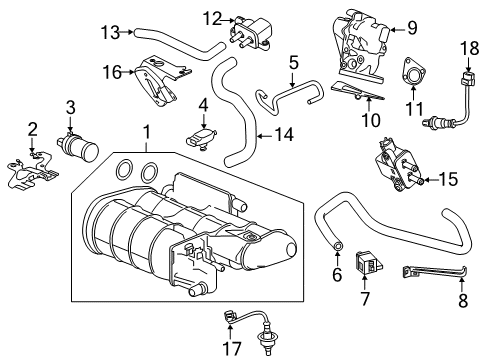 2017 Honda Accord Emission Components Set, Egr Valve Diagram for 18011-58V-000