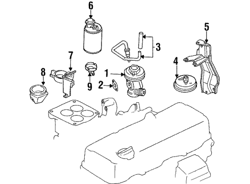 1995 Nissan Pickup EGR System Exhaust Gas Recircuration Valve Diagram for 14710-75P00