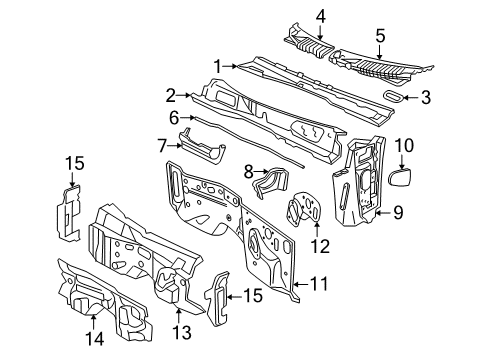 2004 Lincoln Aviator Cowl Insulator Diagram for 4C5Z-7801670-AA