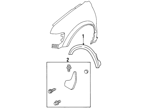 2000 Kia Sportage Exterior Trim - Fender Stud Bolt Diagram for 0K02950814A