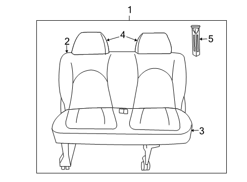 2005 Dodge Caravan Rear Seat Components Rear Seat Three Passenger Cushion Diagram for ZA521J3AA