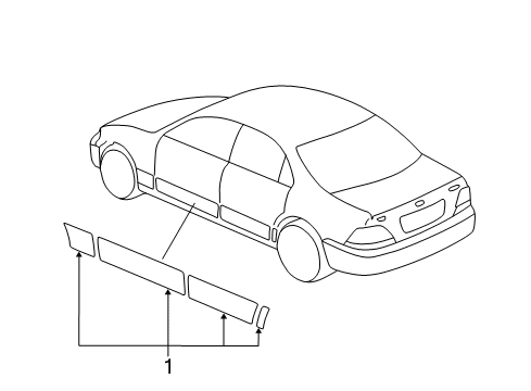 1998 Acura RL Stripe Tape Film, Right Rear Fender (Pewter Gray Metallic) Diagram for 75774-SZ3-A01ZA
