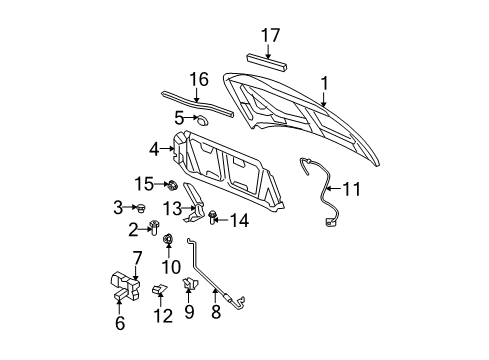 2009 Dodge Caliber Hood & Components Hood Prop Diagram for 5074186AE