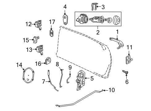 2005 Chrysler PT Cruiser Front Door - Lock & Hardware Front Door Latch Diagram for 5067309AE