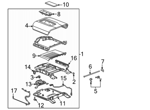 2022 Chevrolet Suburban Center Console Hinge Cover Diagram for 84930240