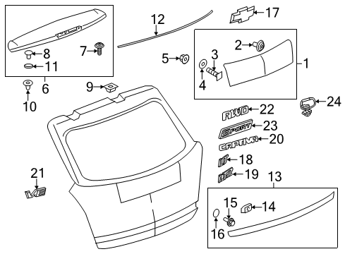 2012 Chevrolet Captiva Sport Parking Aid Applique Retainer Diagram for 94530675