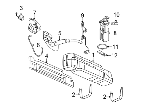 2005 Chevrolet Silverado 1500 Fuel System Components Fuel Gauge Sending Unit Diagram for 88965379