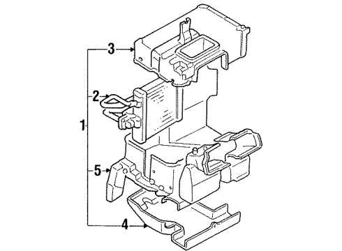1993 Nissan 300ZX Heater Core & Control Valve Heating Unit Assy-Front Diagram for 27100-30P01