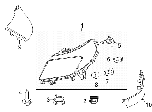 2019 Ram ProMaster 1500 Bulbs Bezel-HEADLAMP Diagram for 1ZT61ZZZAA