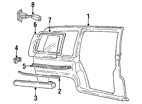 1990 Chevrolet Lumina APV Side Panel & Components Molding Asm-Body Side Rear *Red Diagram for 10153430