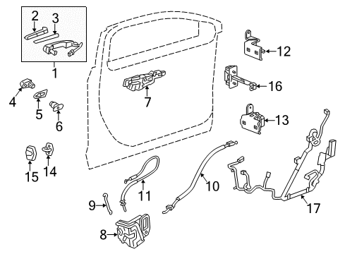 2014 Cadillac ATS Front Door Striker Diagram for 13574798