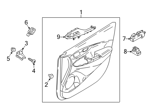 2021 Hyundai Kona Electric Front Door Unit Assembly-Power Window Main Diagram for 93571-J9100