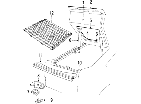 1989 Ford Escort Lift Gate & Hardware, Spoiler, Glass, Exterior Trim Gate Diagram for FOFZ5840110B