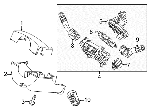 2013 Lincoln MKX Ignition Lock Lower Column Cover Diagram for BA1Z-3530-AA