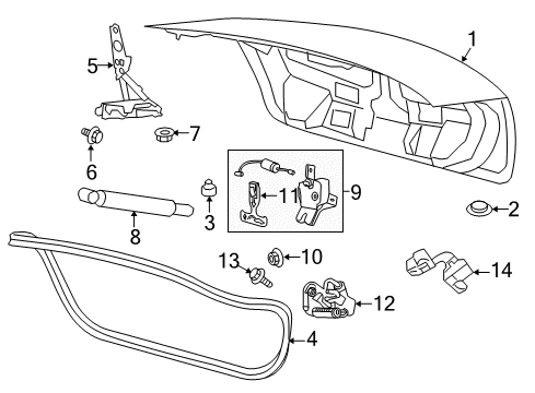 2015 Lincoln MKS Trunk Weatherstrip Diagram for DA5Z-5443720-A