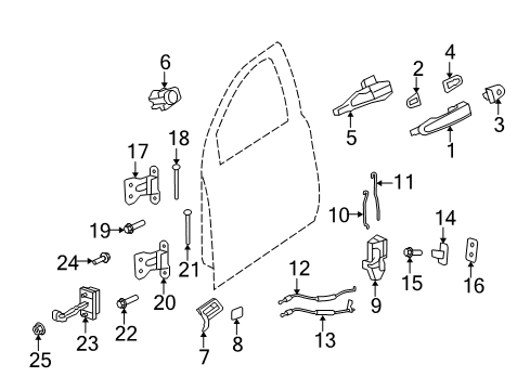 2012 Chevrolet Caprice Front Door - Lock & Hardware Upper Hinge Diagram for 92262668