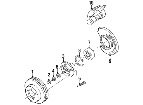 1994 Mercury Villager Front Brakes Bearing Snap Ring Diagram for F3XY-3K050-A