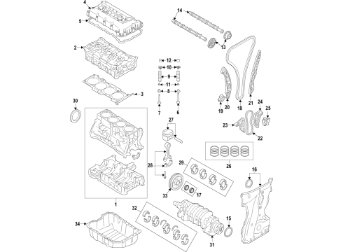 2019 Genesis G70 Engine Parts, Mounts, Cylinder Head & Valves, Camshaft & Timing, Variable Valve Timing, Oil Cooler, Oil Pan, Balance Shafts, Crankshaft & Bearings, Pistons, Rings & Bearings CROSSMEMBER Assembly-Transmission Diagram for 21730J5200