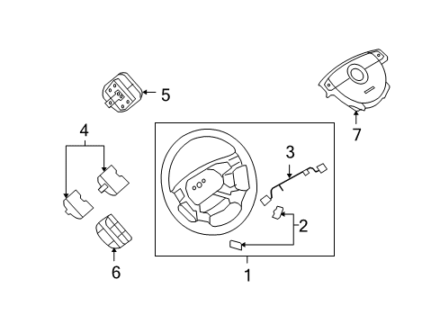 2011 Chevrolet Aveo Steering Column, Steering Wheel Radio Switch Diagram for 96943034