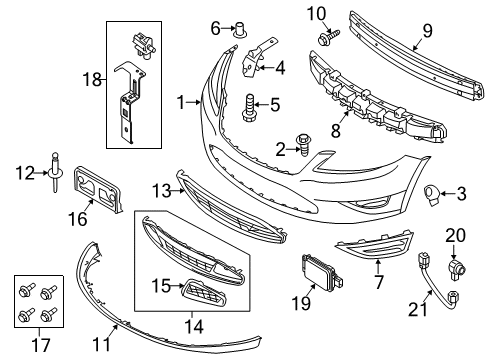 2018 Ford Taurus Front Bumper Bumper Grille Diagram for DG1Z-17K945-AA