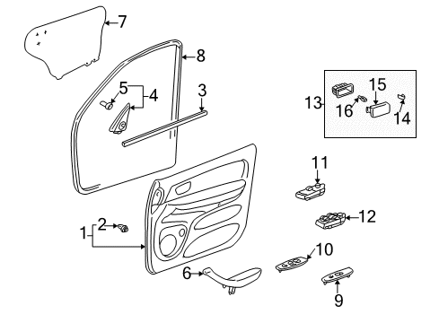 2003 Toyota Sequoia Front Door Door Trim Panel Diagram for 67620-0C141-B1