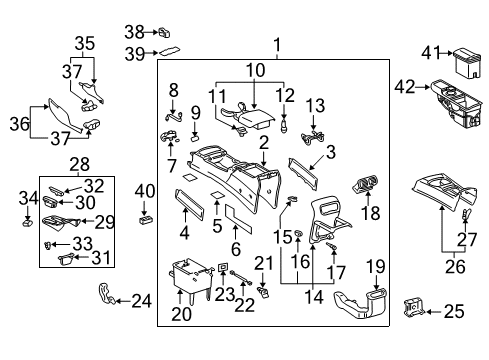 2004 Toyota 4Runner Center Console Door Assembly Latch Diagram for 58908-32050