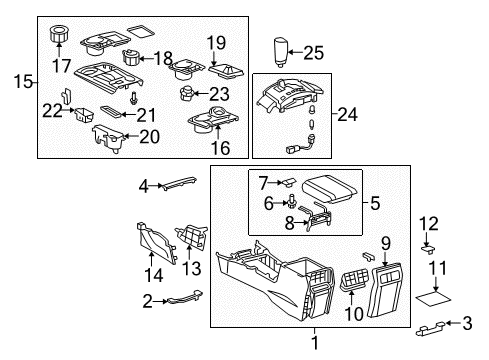 2021 Toyota 4Runner Center Console Console Assembly Diagram for 58910-35360-C7