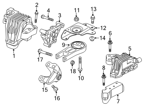 2017 Chrysler 200 Engine & Trans Mounting Bracket-Engine Mount Diagram for 68136835AB