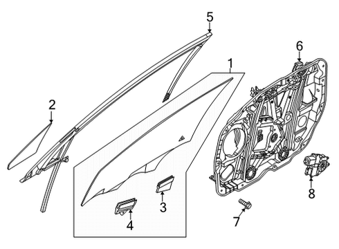 2020 Hyundai Sonata Front Door Run-FR Dr WDO Glass LH Diagram for 82531-L1000