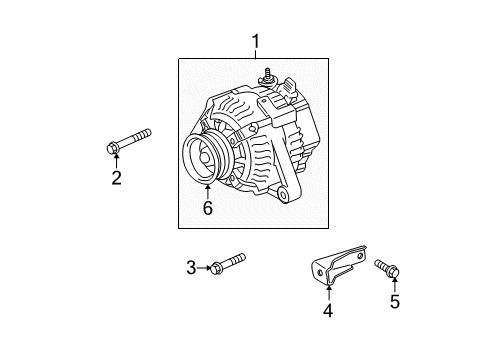 2012 Toyota Highlander Alternator Alternator Upper Bolt Diagram for 90105-A0230