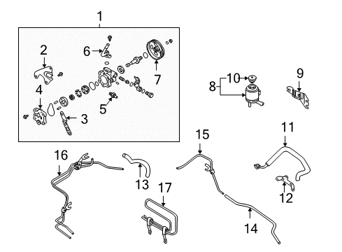 2004 Nissan Sentra P/S Pump & Hoses, Steering Gear & Linkage PULLEY Drive Diagram for 49132-WF700