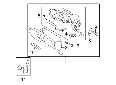 2009 Kia Sedona Glove Box Knob Assembly-Glove Box Diagram for 845154D000CS