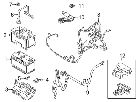 2022 Ford Ranger Battery Hold Down Clamp Diagram for KB3Z-10732-A