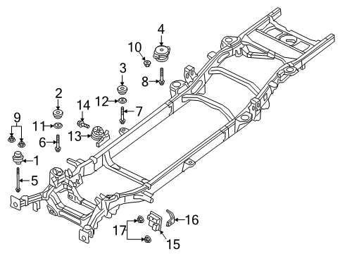 2020 Ram 1500 Frame & Components ISOLATOR-Body Hold Down Diagram for 68436757AA