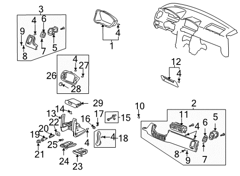 2005 Honda Pilot Cluster & Switches, Instrument Panel Grommet, Screw (4MM) Diagram for 91640-SM4-003