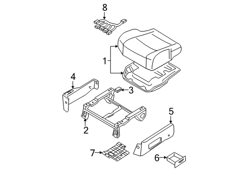 2004 Nissan Quest Front Seat Components Cushion Assy-Front Seat Diagram for 87300-5Z001