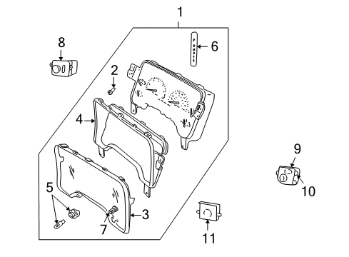 2000 Dodge Dakota Cluster & Switches Cluster Diagram for 56045383AE