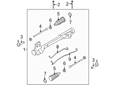 2009 Lincoln MKS Steering Column & Wheel, Steering Gear & Linkage Gear Assembly Diagram for 8A5Z-3504-GRM