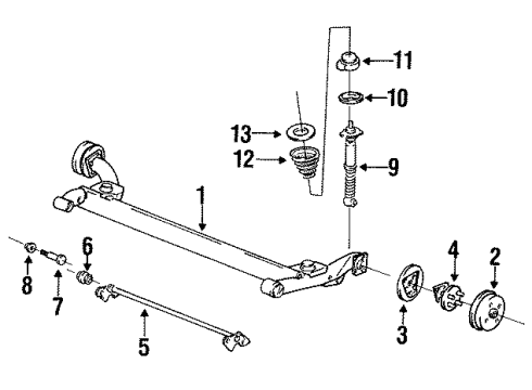1992 Buick Skylark Rear Axle, Stabilizer Bar, Suspension Components Rear Shock Absorber Assembly Diagram for 22189460