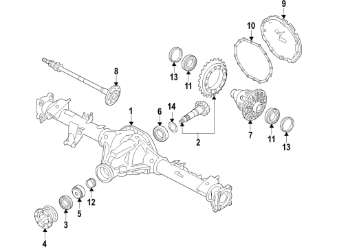 2021 Nissan Titan XD Rear Axle, Differential, Propeller Shaft Carrier Complete-Gear Diagram for 38310-EZ40B