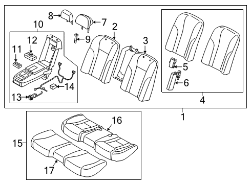 2020 Kia K900 Power Seats Rear Seat Back Covering Diagram for 89360J6020RJ1