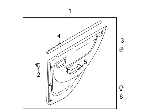 2002 Hyundai Accent Interior Trim - Rear Door Weatherstrip-Rear Door Belt Inside RH Diagram for 83241-25000