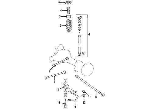 2006 Lexus LX470 Rear Suspension Components, Lower Control Arm, Upper Control Arm, Ride Control, Stabilizer Bar Stabilizer Bar Diagram for 48805-60090