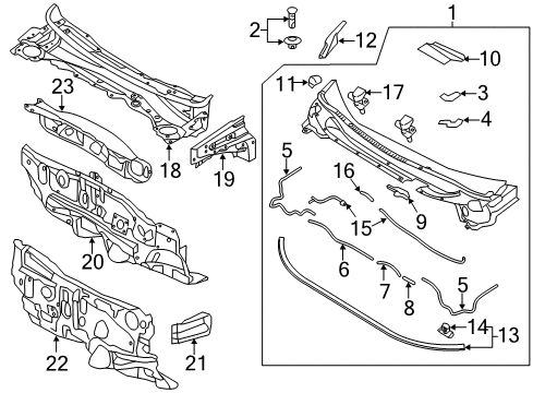 2017 Kia Rio Cowl Weatherstrip-Hood Diagram for 864311W000