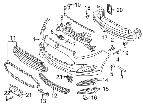 2014 Ford Fiesta Automatic Temperature Controls Bumper Cover Diagram for D2BZ-17757-AB