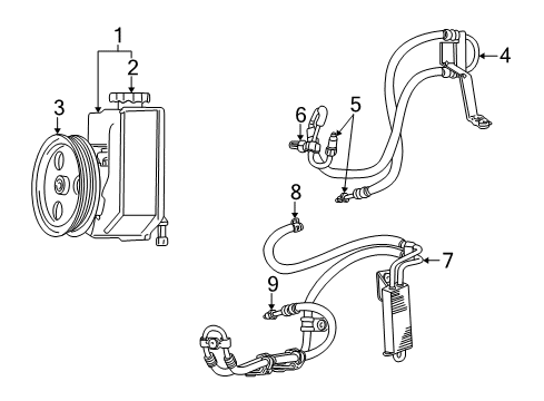 2004 Jeep Liberty P/S Pump & Hoses, Steering Gear & Linkage Line-Power Steering Pressure Diagram for 68146830AA