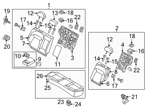 2014 Kia Sportage Rear Seat Components Cushion Assembly-Rear Seat Diagram for 891013W180ATI