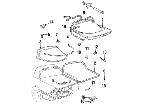 1998 Pontiac Firebird Trunk Panel Asm-Rear Compartment Lift Window Diagram for 10317389